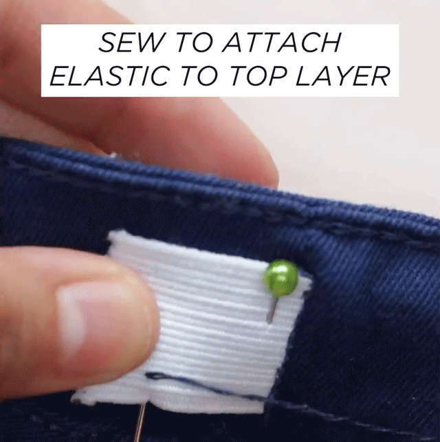 Sử dụng dây chun vải để sửa quần bị rộng bụng