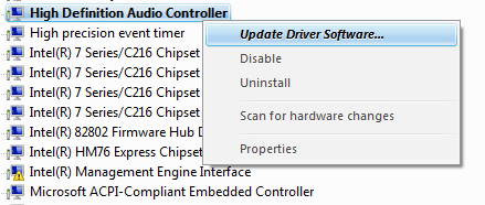 Chọn Update Driver Software như hình