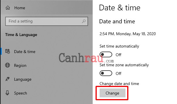 Cách chỉnh thời gian trên Windows 10 hình 3