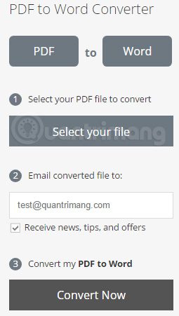Thông báo convert file PDF sang Word thành công