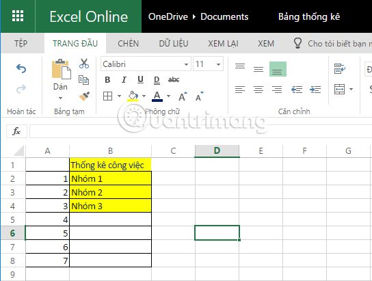Tải bảng biểu trên Excel Online về máy tính