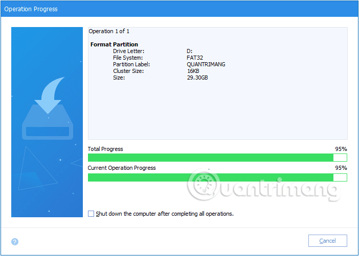Hoàn thành Format USB bằng AOMEI Partition Assistant