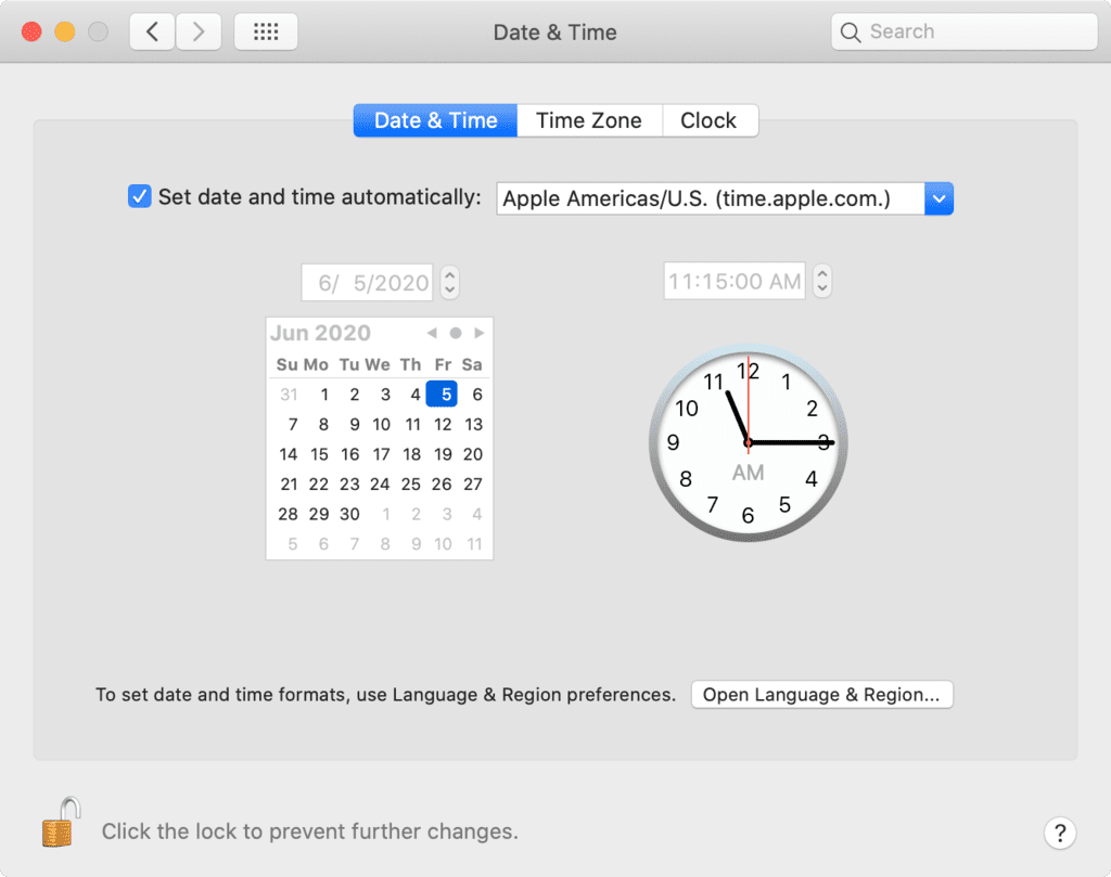 đổi ngày giờ trên macOS