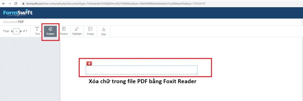 Xóa chữ trong file PDF bằng FormSwift